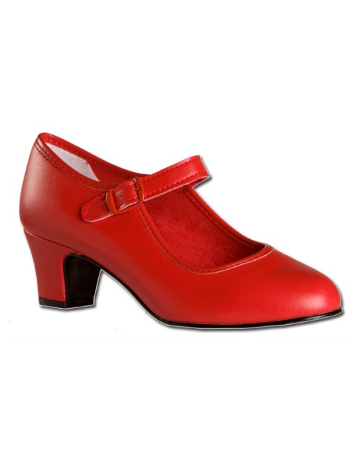 Zapato de flamenco de niña de tela rojo