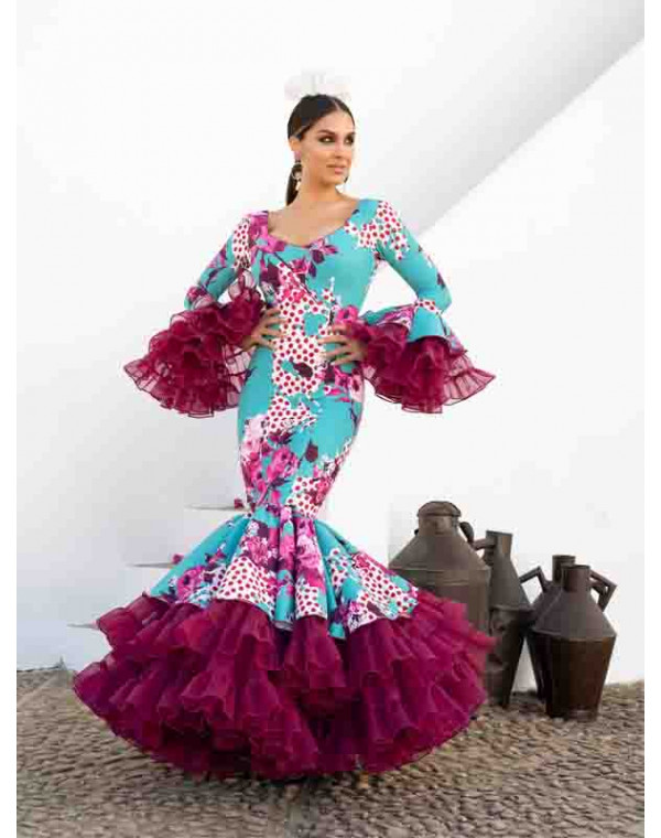 Vestido flamenca rojo volantes en gasa – Hita y Arcos 2024 cita